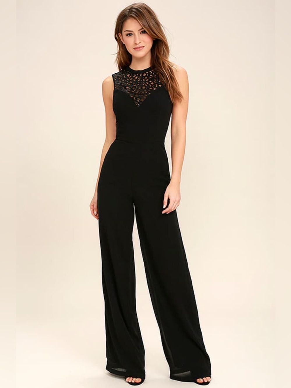 Lulus I Turn to You Black Sequin Jumpsuit Size XS